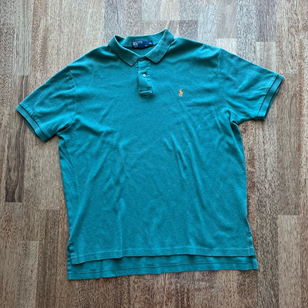 Polo Ralph Lauren Shirt Mens XL Forest Green Short Sleeve Orange Pony